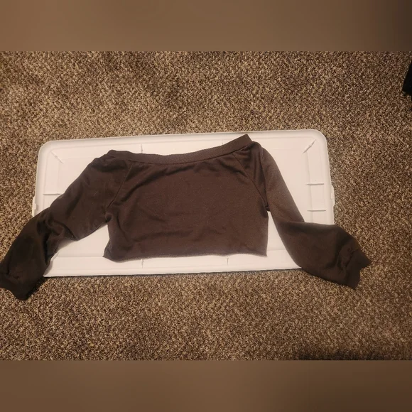 Olive Green Off-Shoulder Sweater - Picture 3 of 3